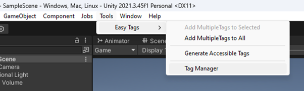 Tag Manager Window Context Menu